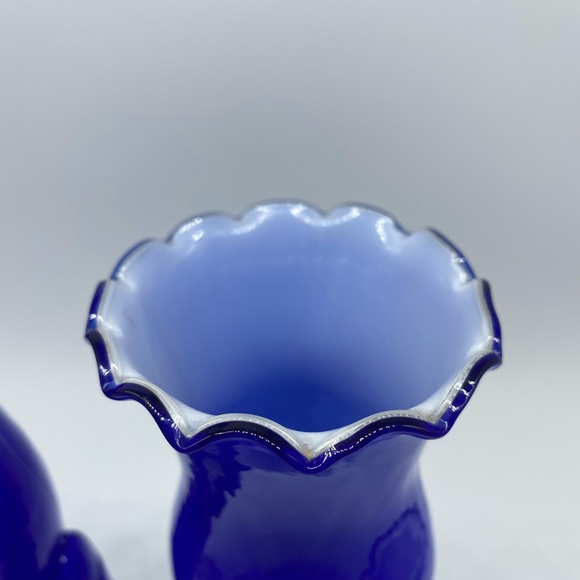 Victorian Cobalt Blue Vintage Vase Pair with Hands - Picture 4 of 5